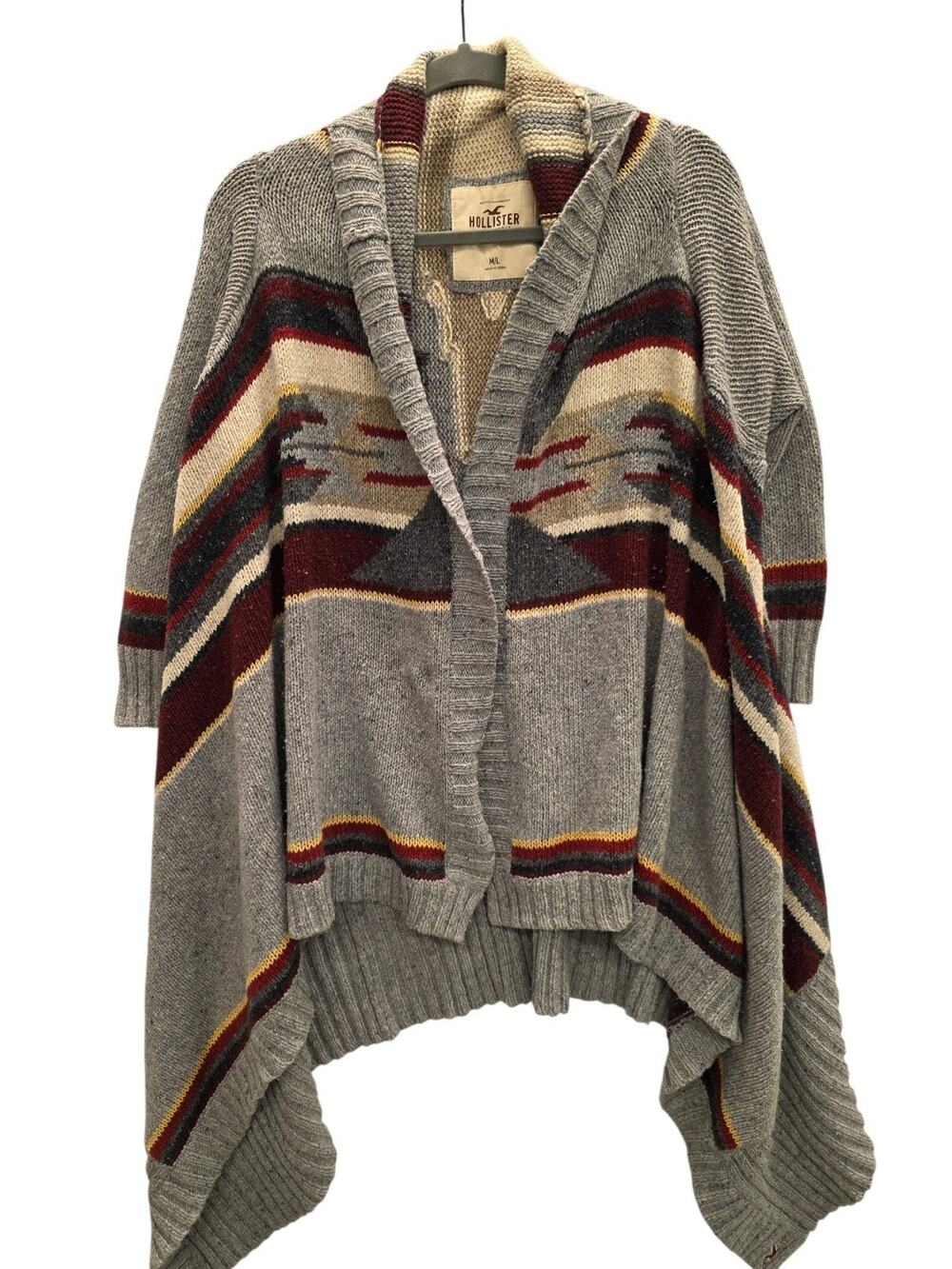 Hollister Southwestern Aztec Open Front Poncho Cardigan Sweater Size M/L - Picture 1 of 9
